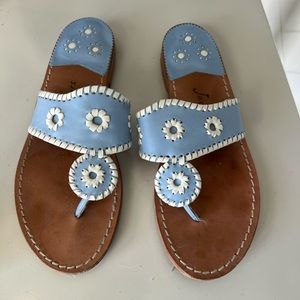 Baby blue and white jack Rogers sandals